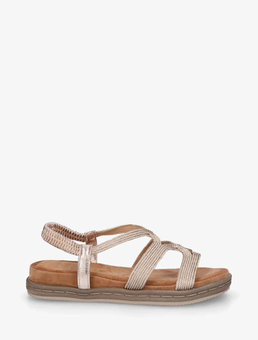 Sandales plates en cordelettes - Rose gold