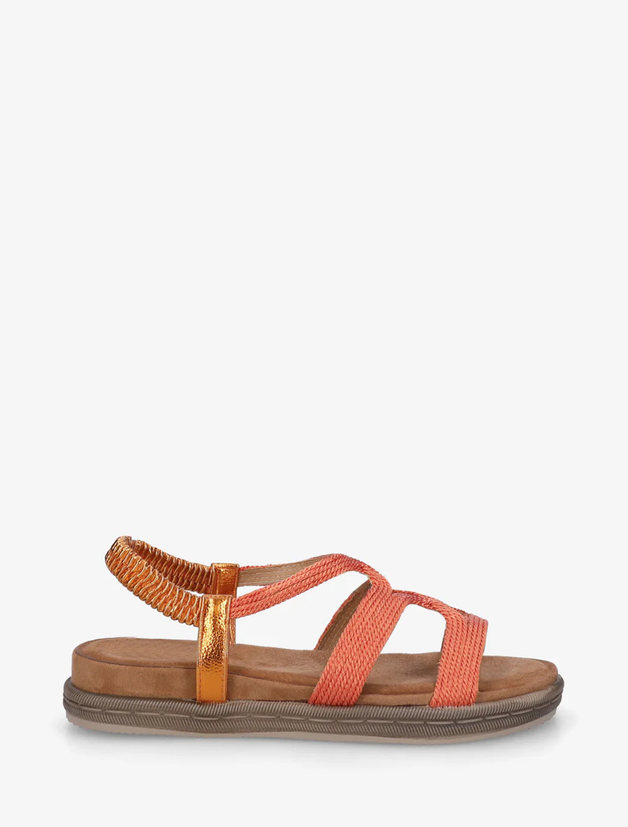 Sandales plates en cordelettes - Orange