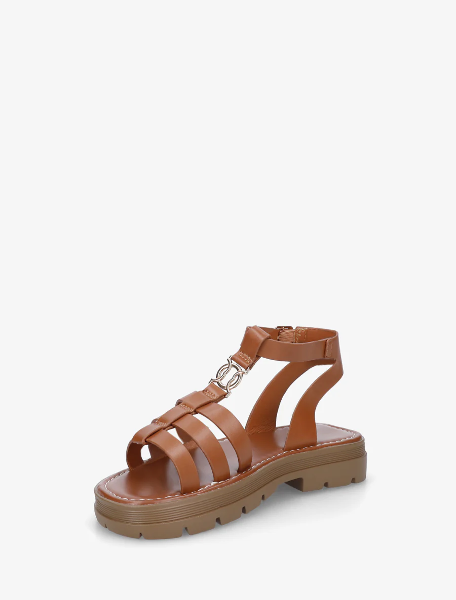 Sandales plates style spartiate - Camel - Image 3
