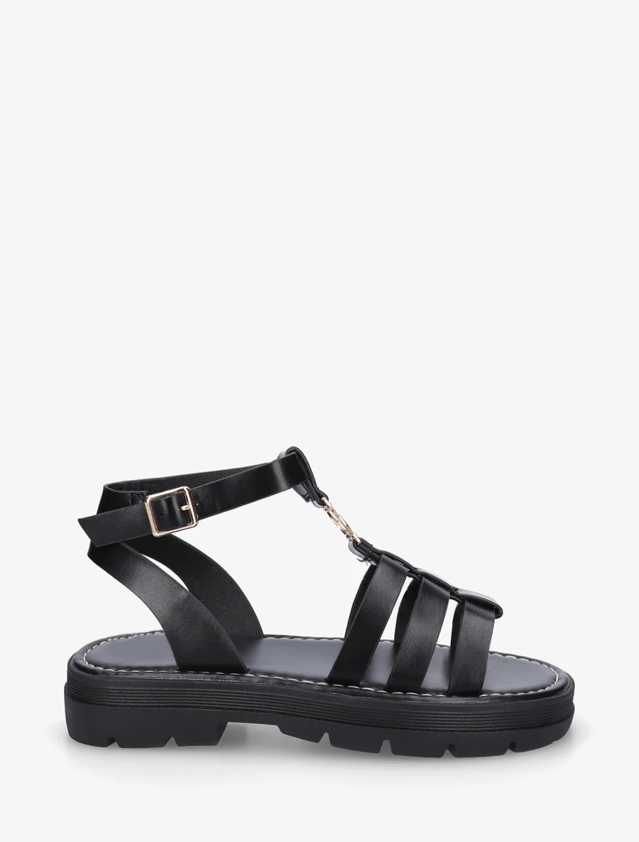 Sandales plates style spartiate - Noir