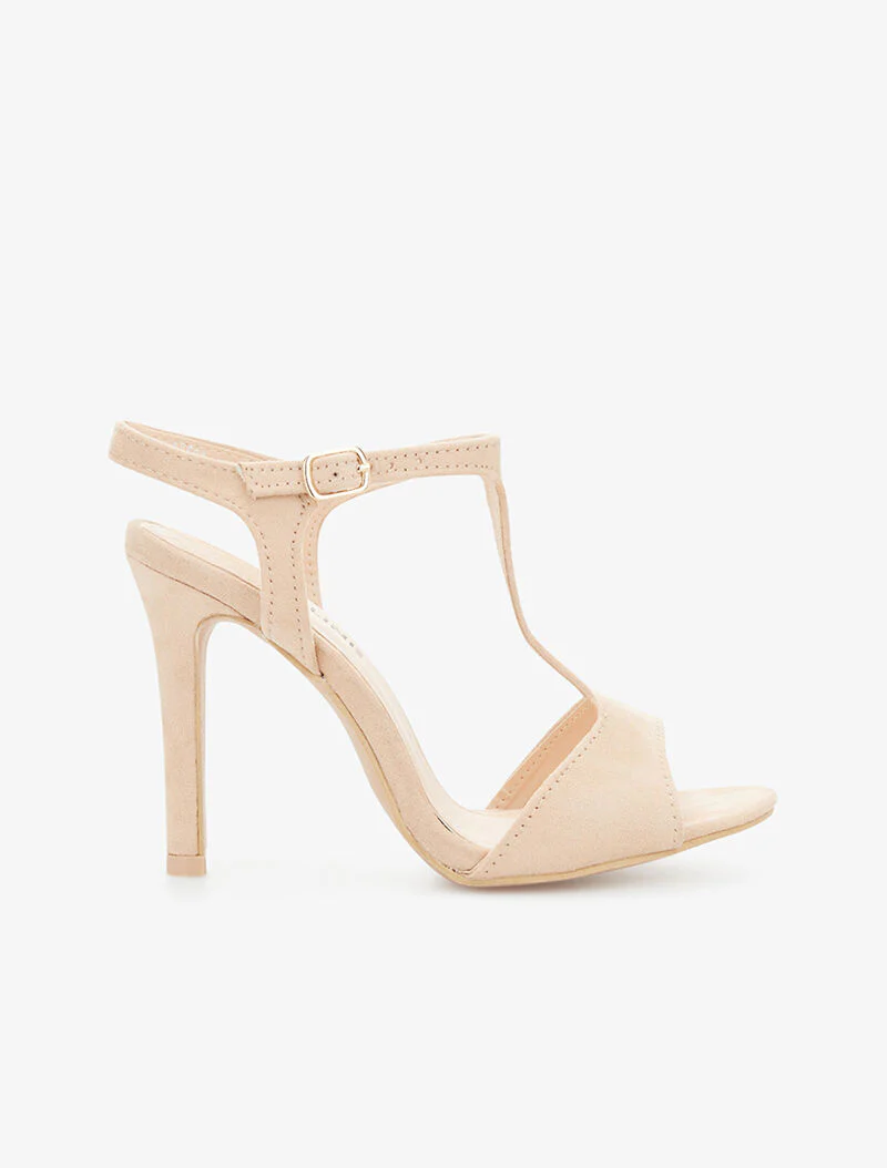 Sandales salomé à talon aiguille - beige clair