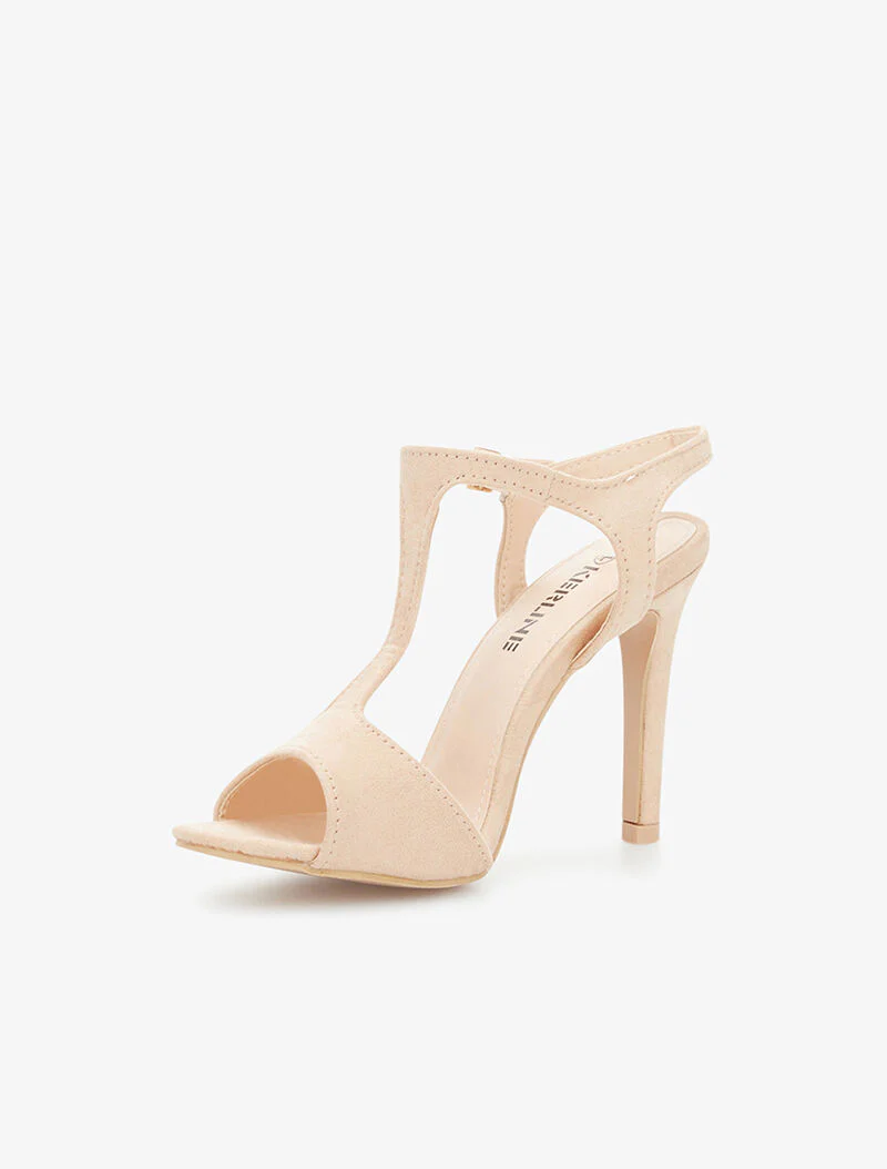 Sandales salomé à talon aiguille - beige clair - Image 3