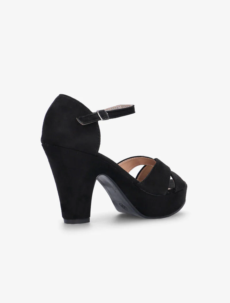 Sandales semi compensées à brides croisées - noir - Image 4