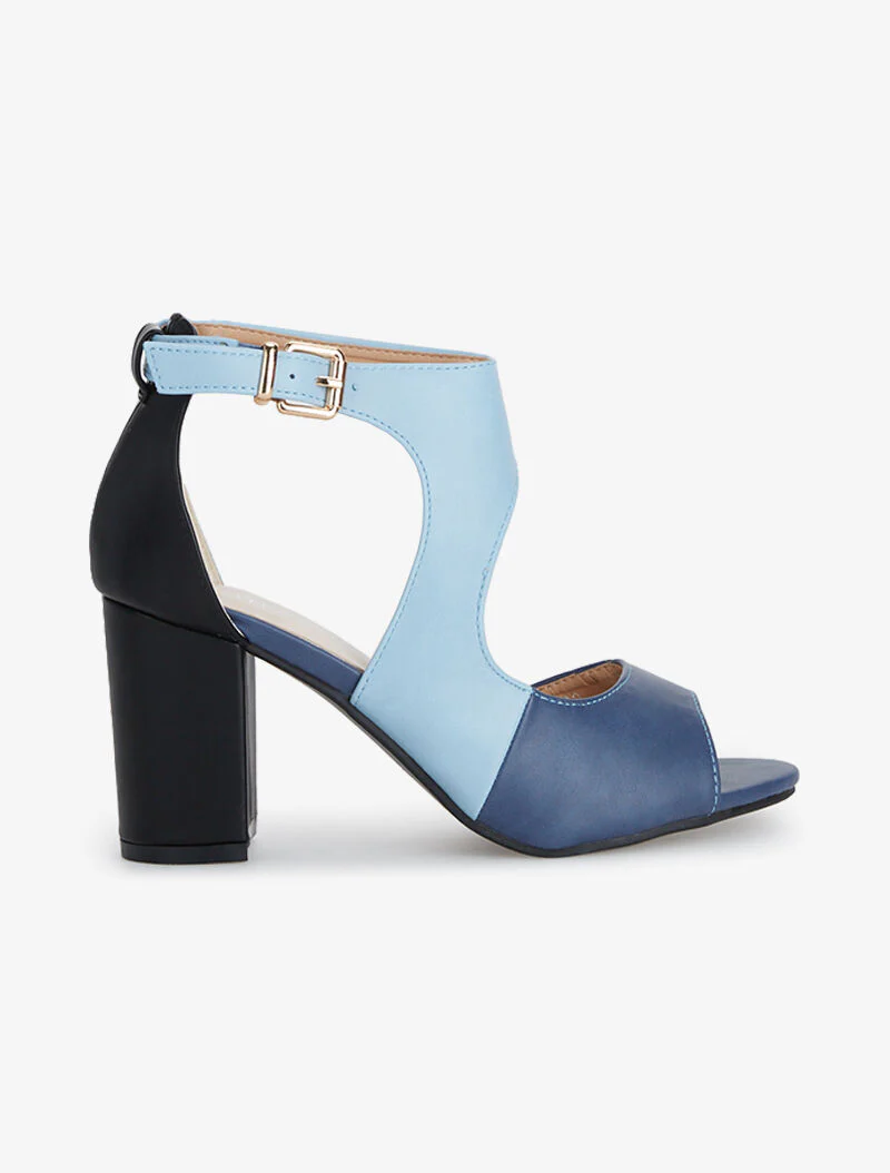 Sandales simili tricolore - marine/bleu/noir