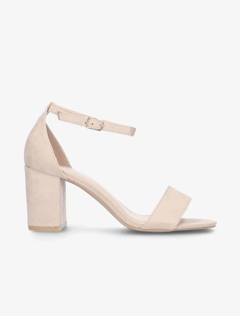 Sandales suédées à talon bottier - beige rosé