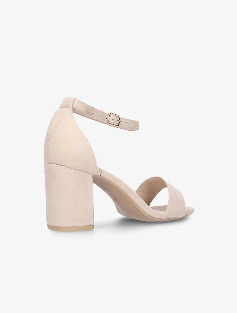 Sandales suédées à talon bottier - beige rosé - Image 4