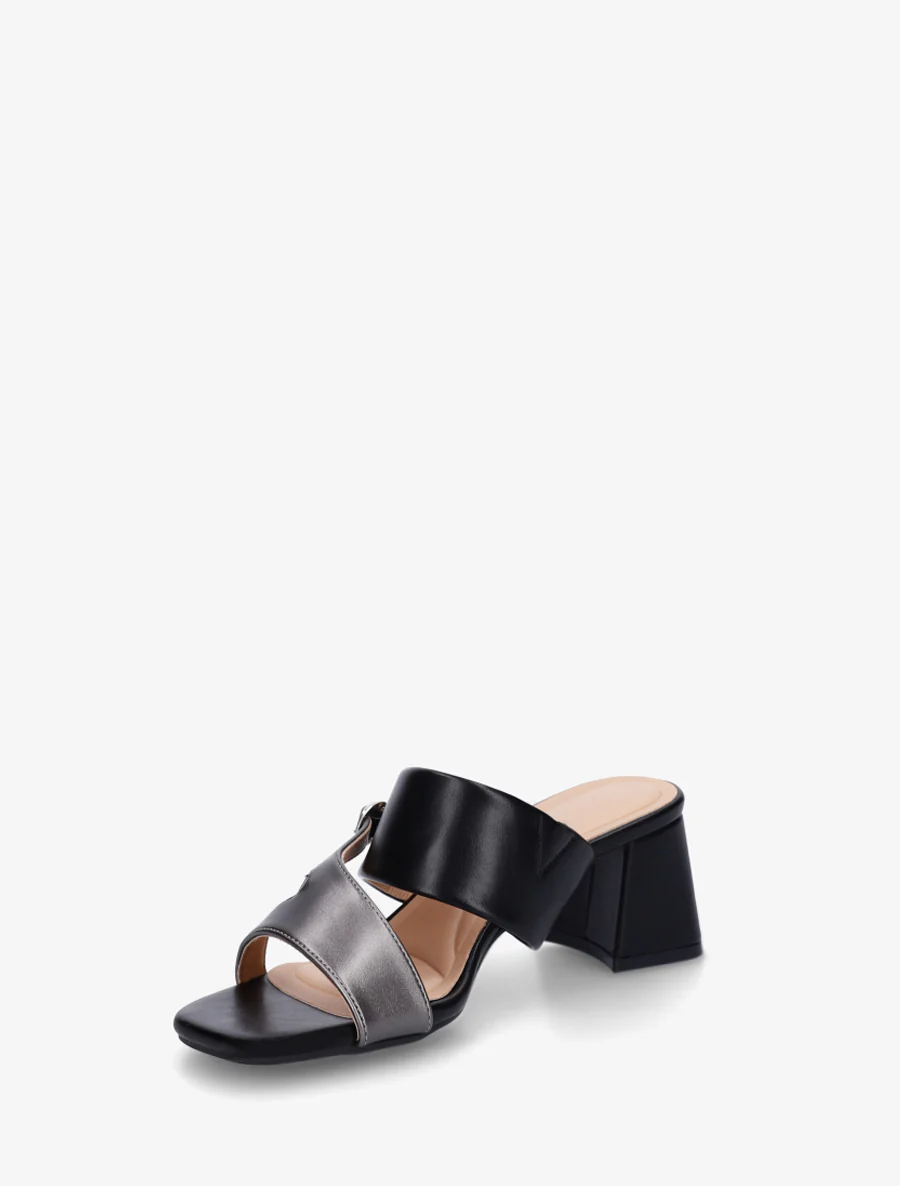 Sandales unies à bride asymétrique - Noir - Image 3