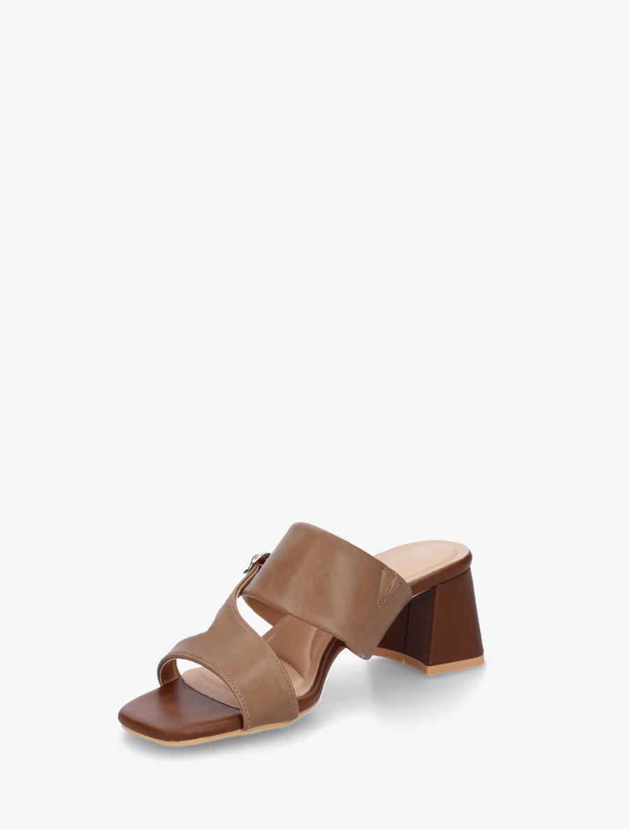 Sandales unies à bride asymétrique - Marron - Image 3