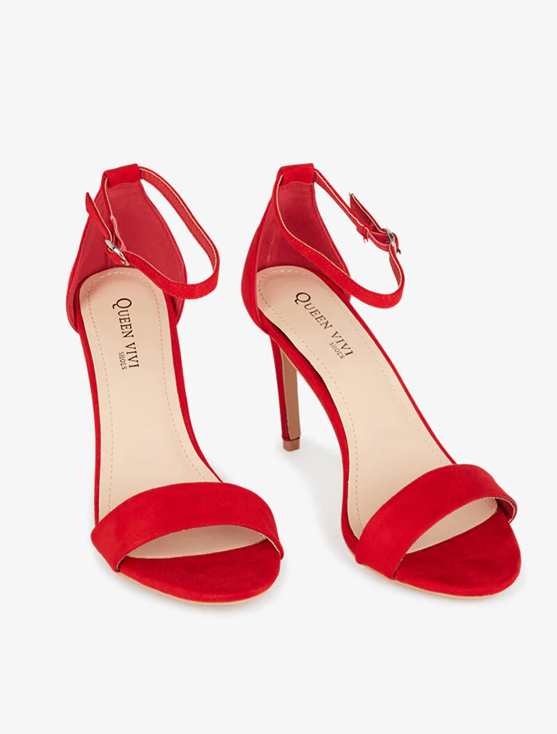 Sandales unies à talon stiletto - rouge