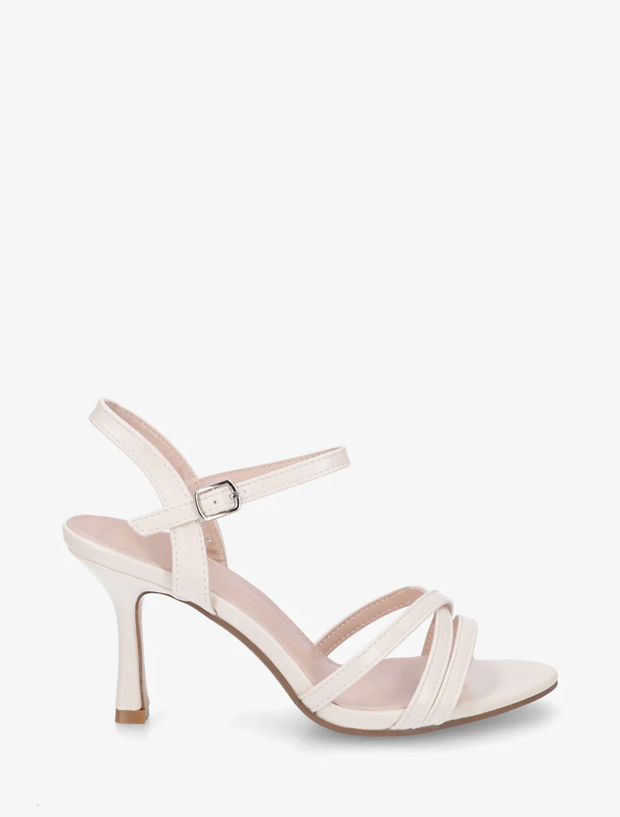 Sandales unies en simili à talon talus - Beige