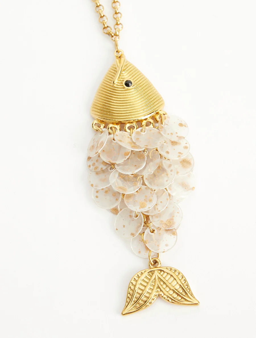 Sautoir à pendentif poisson - Beige - Image 3
