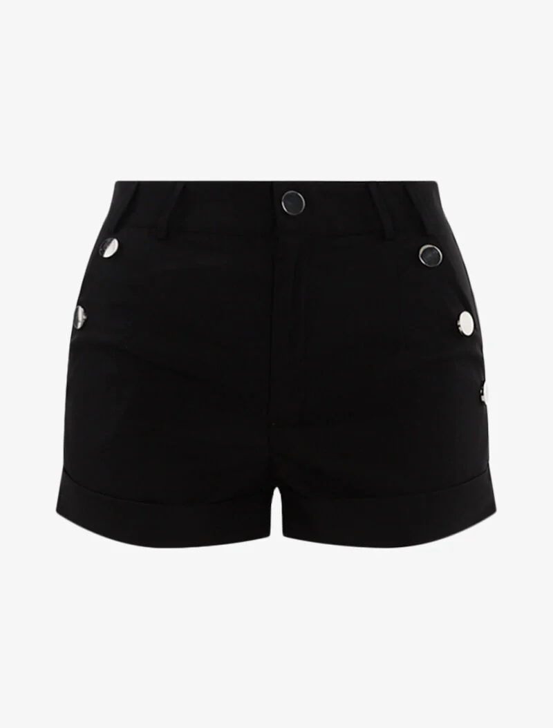 Short à boutons décoratifs - noir