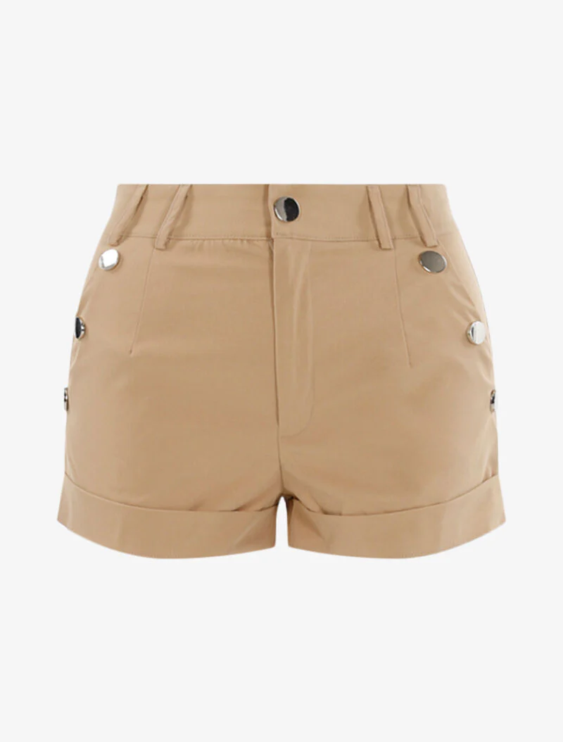 Short à boutons décoratifs - beige