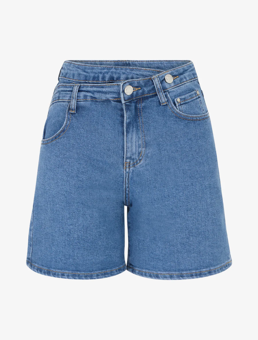 Short à double boutons coupe droite - Bleu