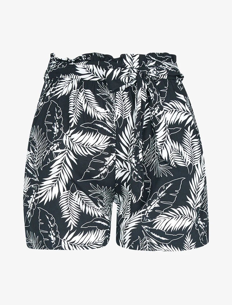 Short à imprimé feuillages - noir