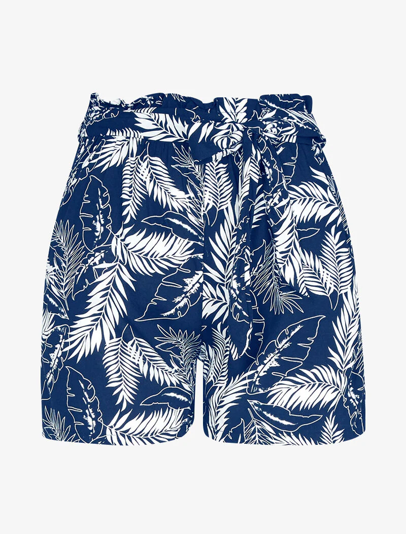 Short à imprimé feuillages - marine
