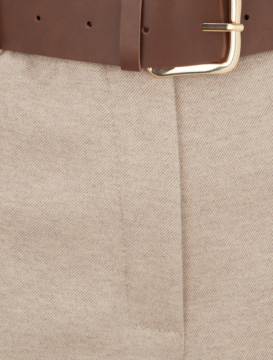 Short à revers ceinturé - Beige - Image 3