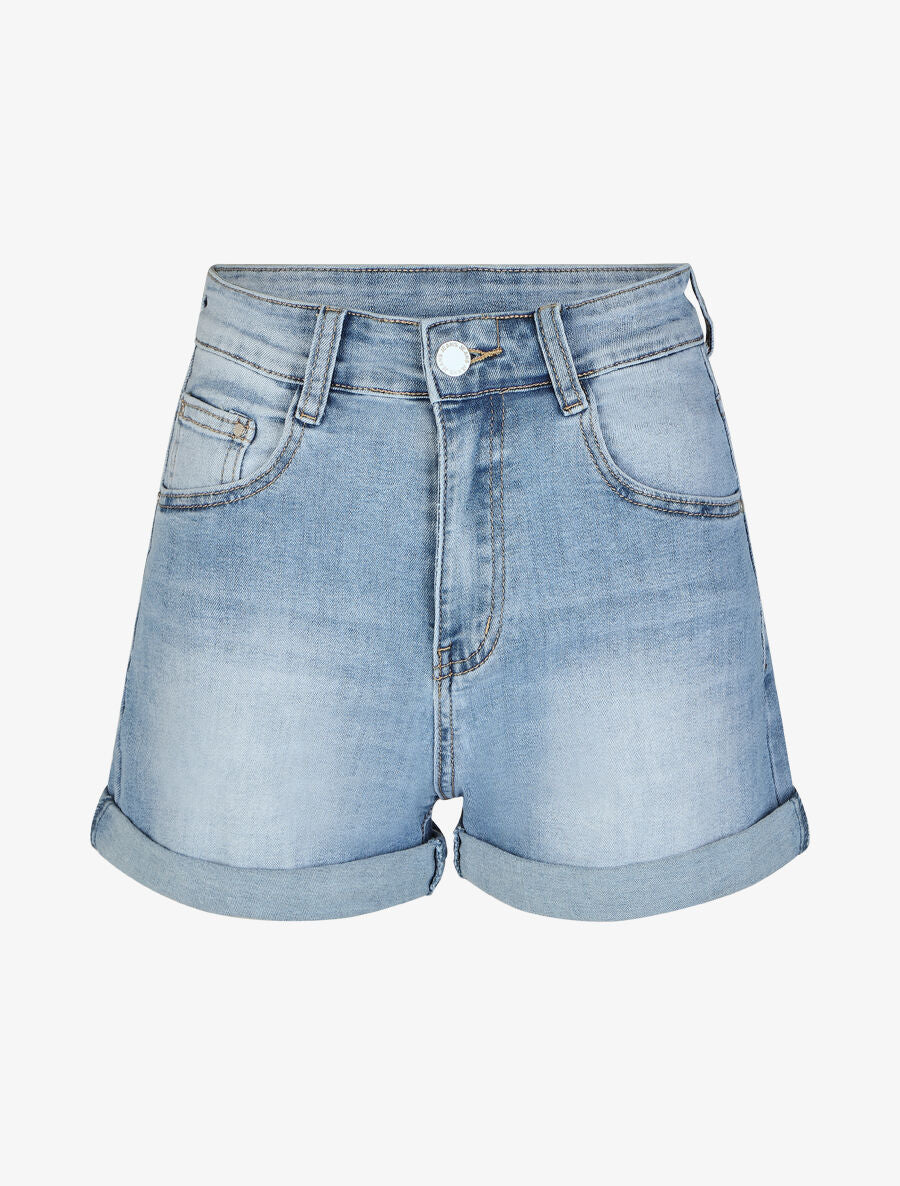 Short à revers coupe droite - Bleu