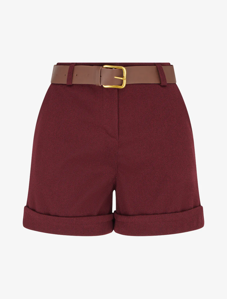 Short à revers imprimé chevron - Bordeaux