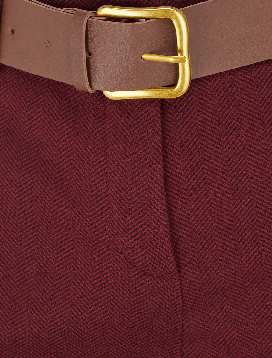 Short à revers imprimé chevron - Bordeaux - Image 3