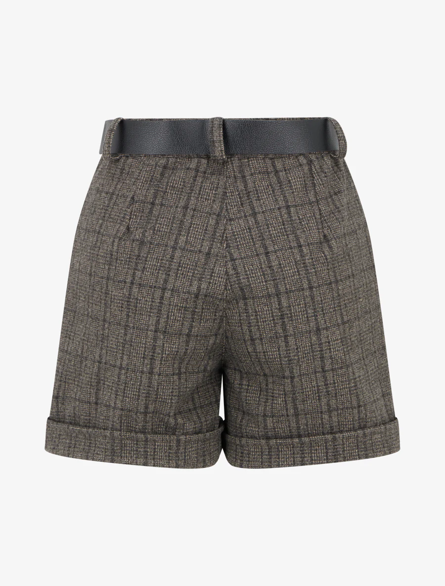 Short à revers imprimé tartan - Noir - Image 2