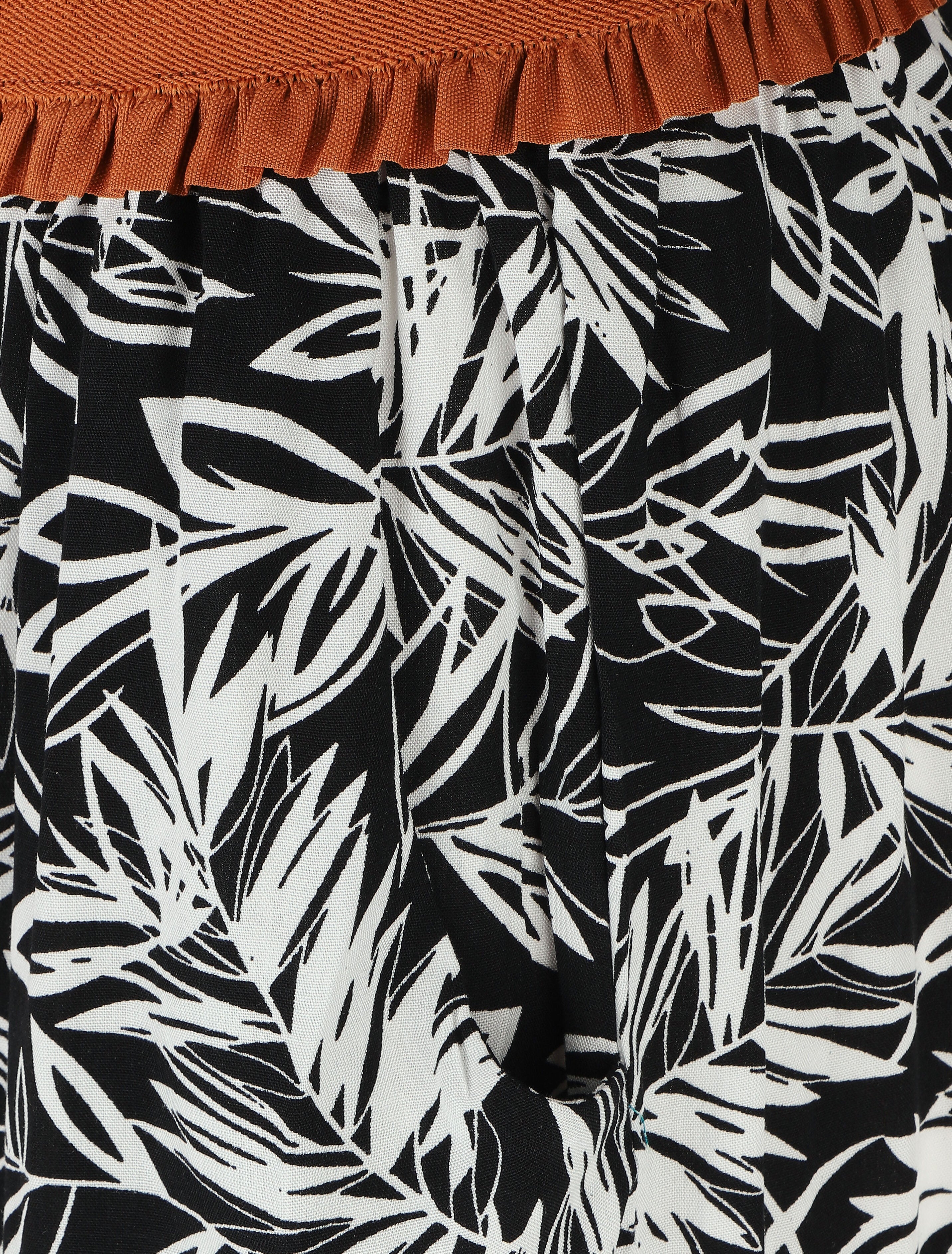 Short à taille haute style corset imprimé tropical - Noir - Image 3
