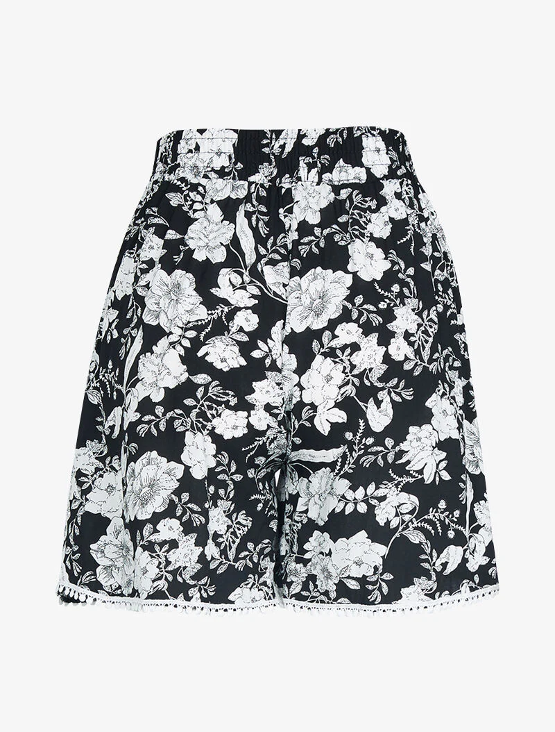 Short ample à imprimé floral - noir - Image 2