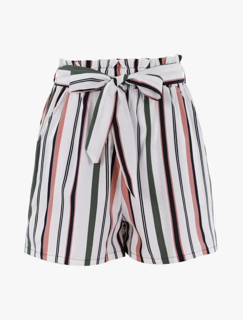 Short ample à rayures - blanc