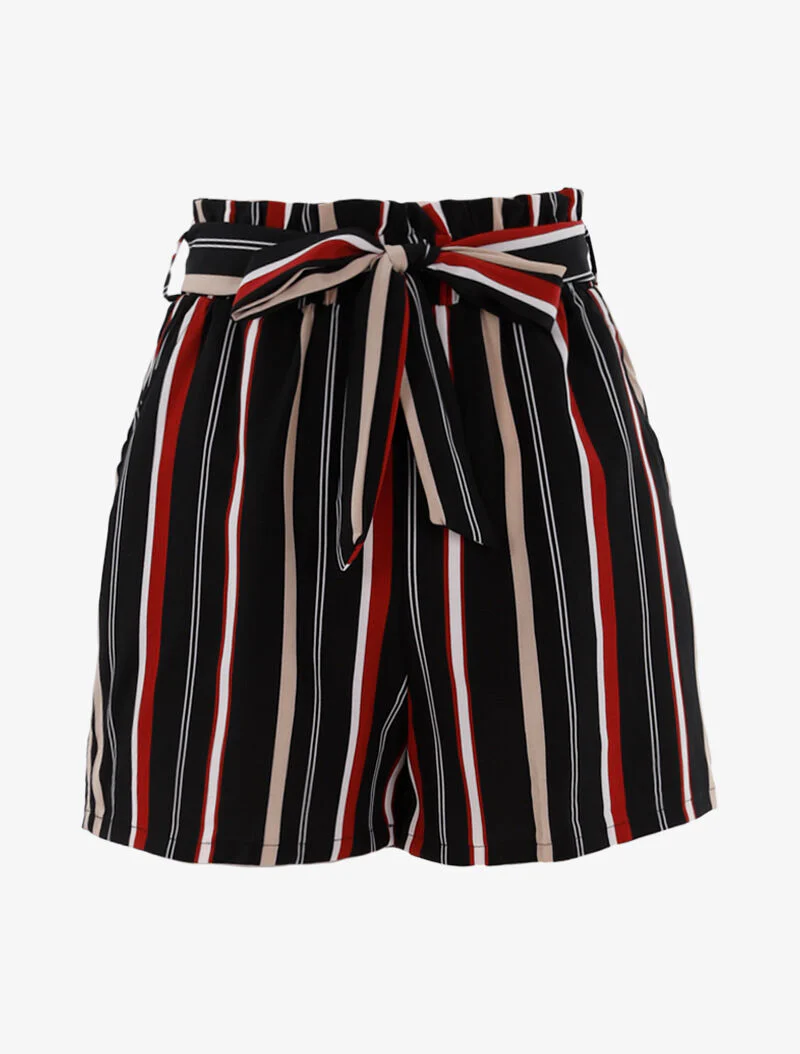 Short ample à rayures - bordeaux