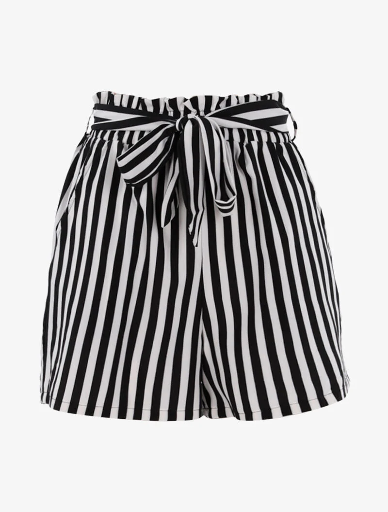 Short ample à rayures - noir