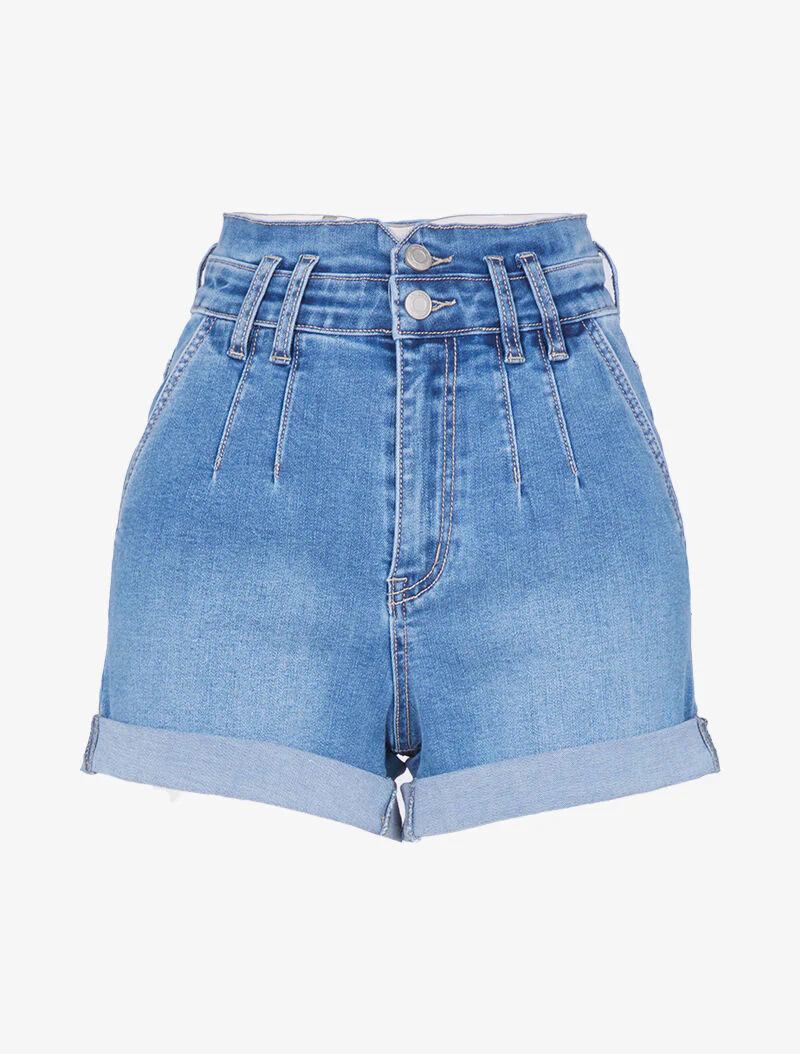 Short ample à taille empire - bleu denim - Image 3