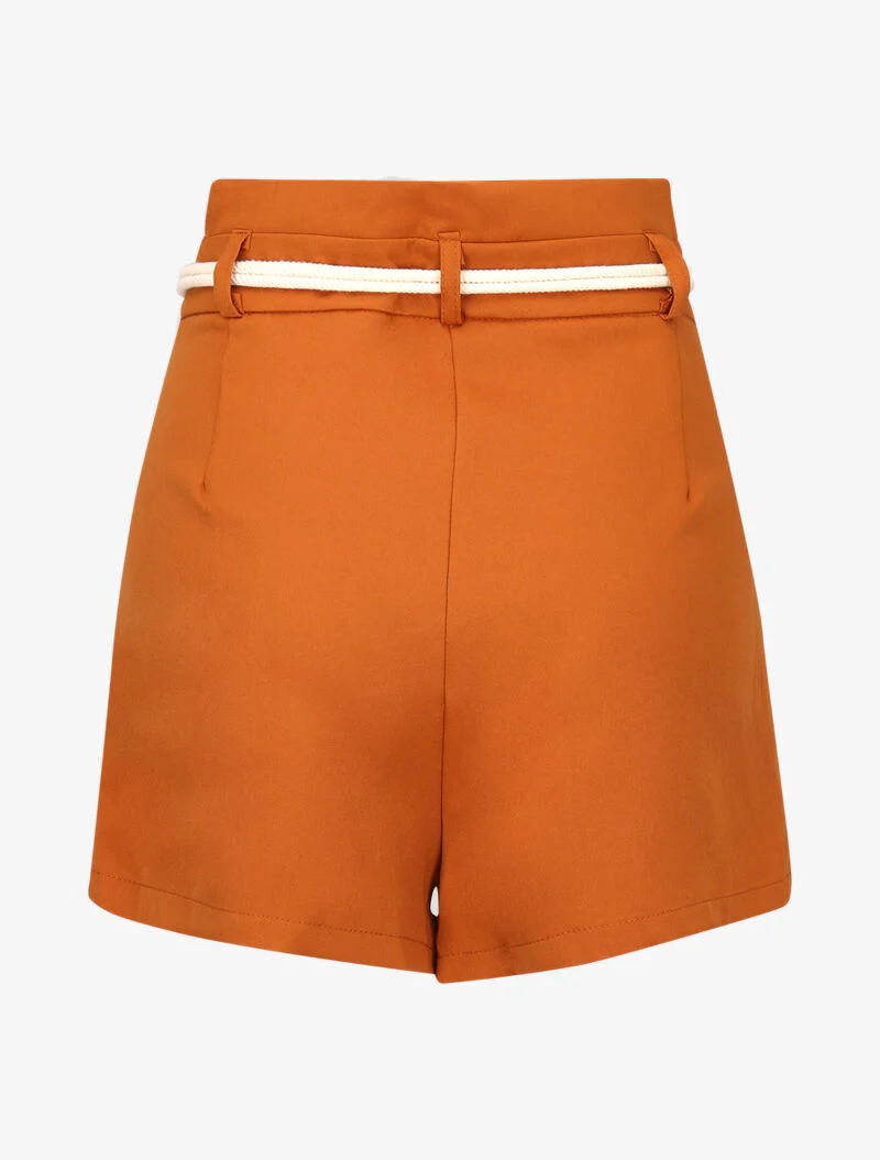 Short basique à taille haute paper bag - orange - Image 4