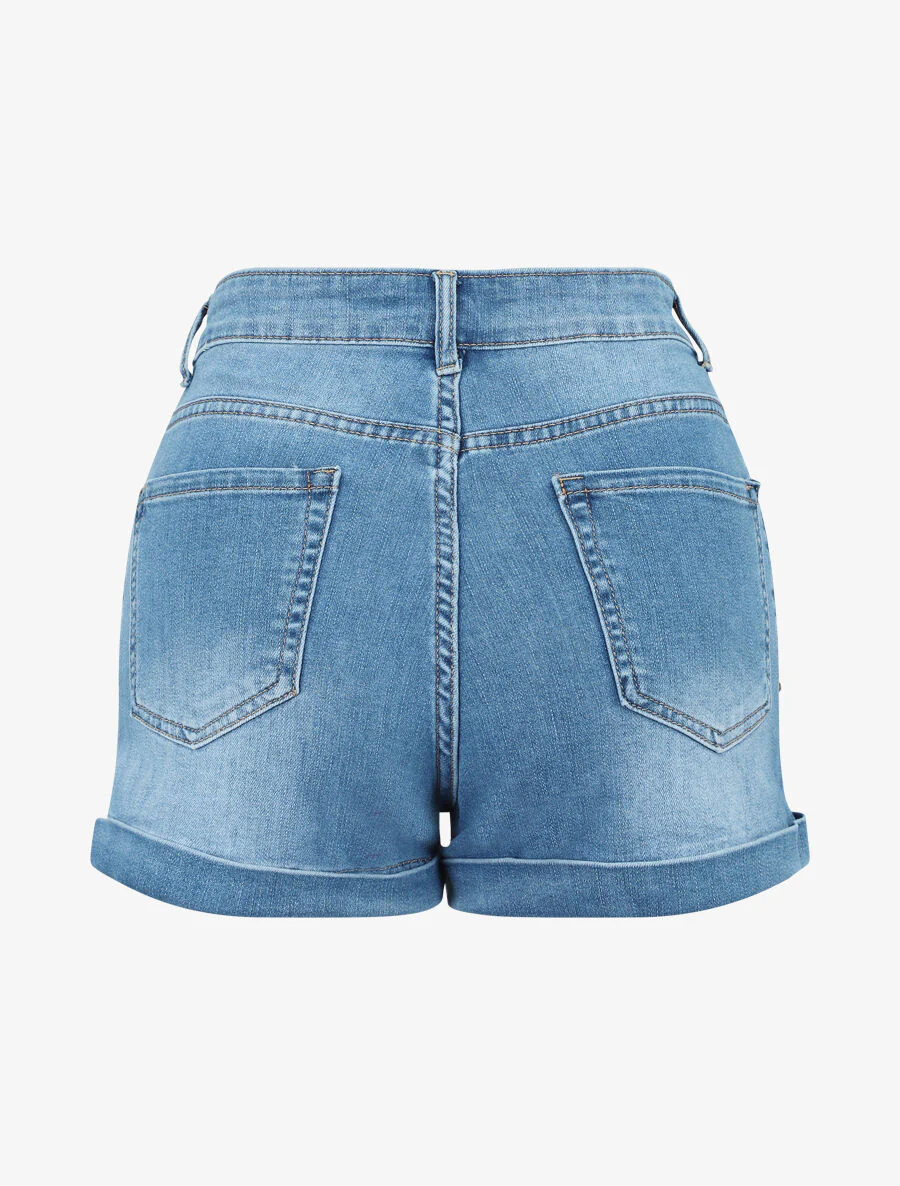 Short court à ourlets - Denim - Image 2