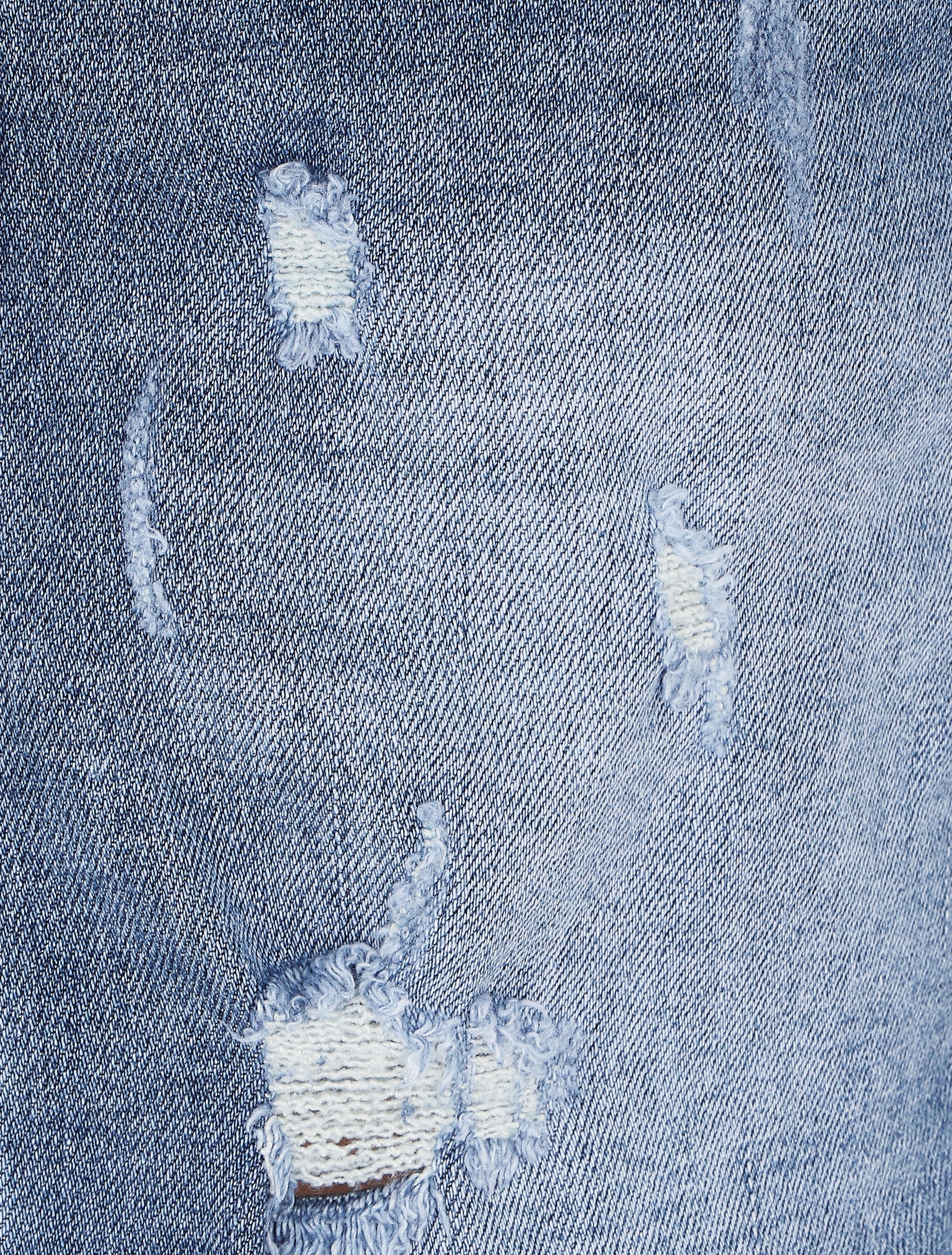 Short délavé à bords coupe franche - Bleu denim - Image 3