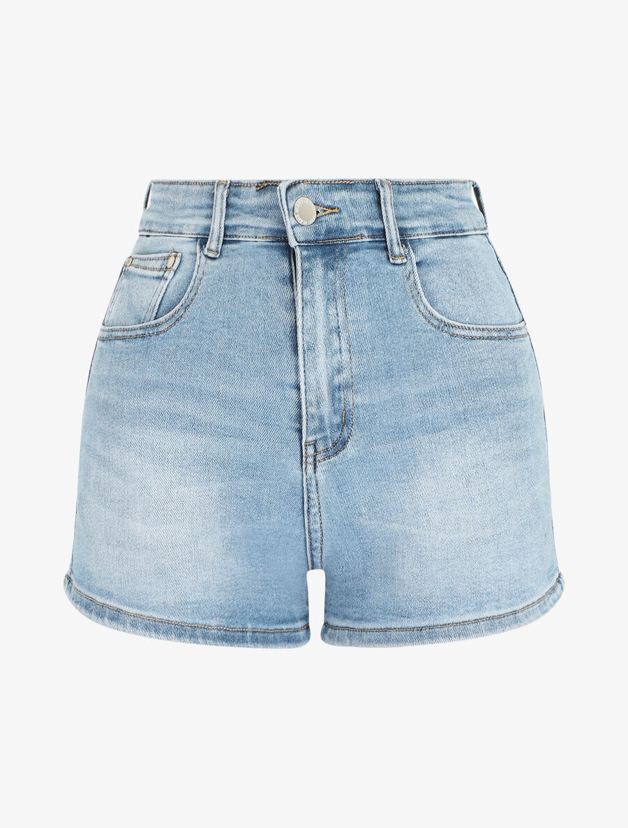 Short délavé coupe droite - Bleu