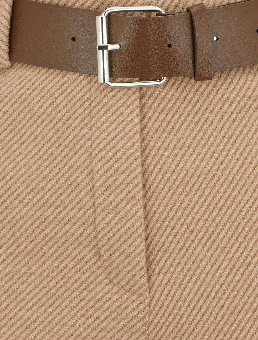 Short droit à ourlet et ceinture - Camel - Image 3