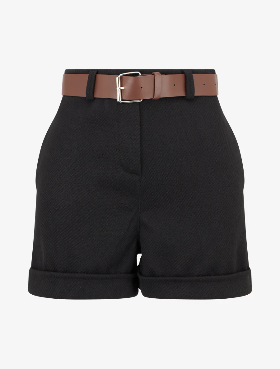 Short droit à ourlet et ceinture - Noir