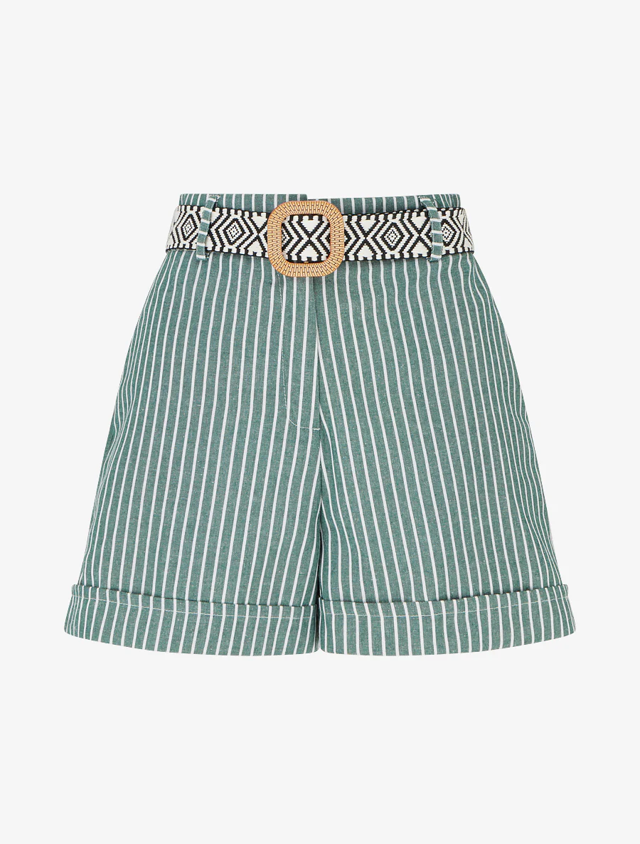 Short droit à rayures - Kaki