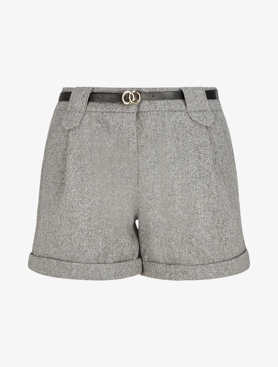 Short droit en feutrine - Gris