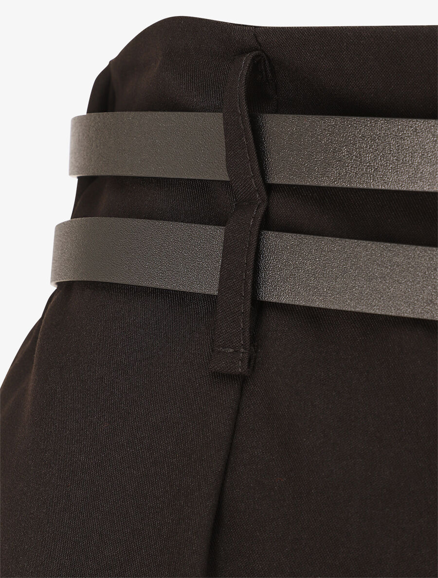 Short droit taille haute à double ceintures - Noir - Image 3