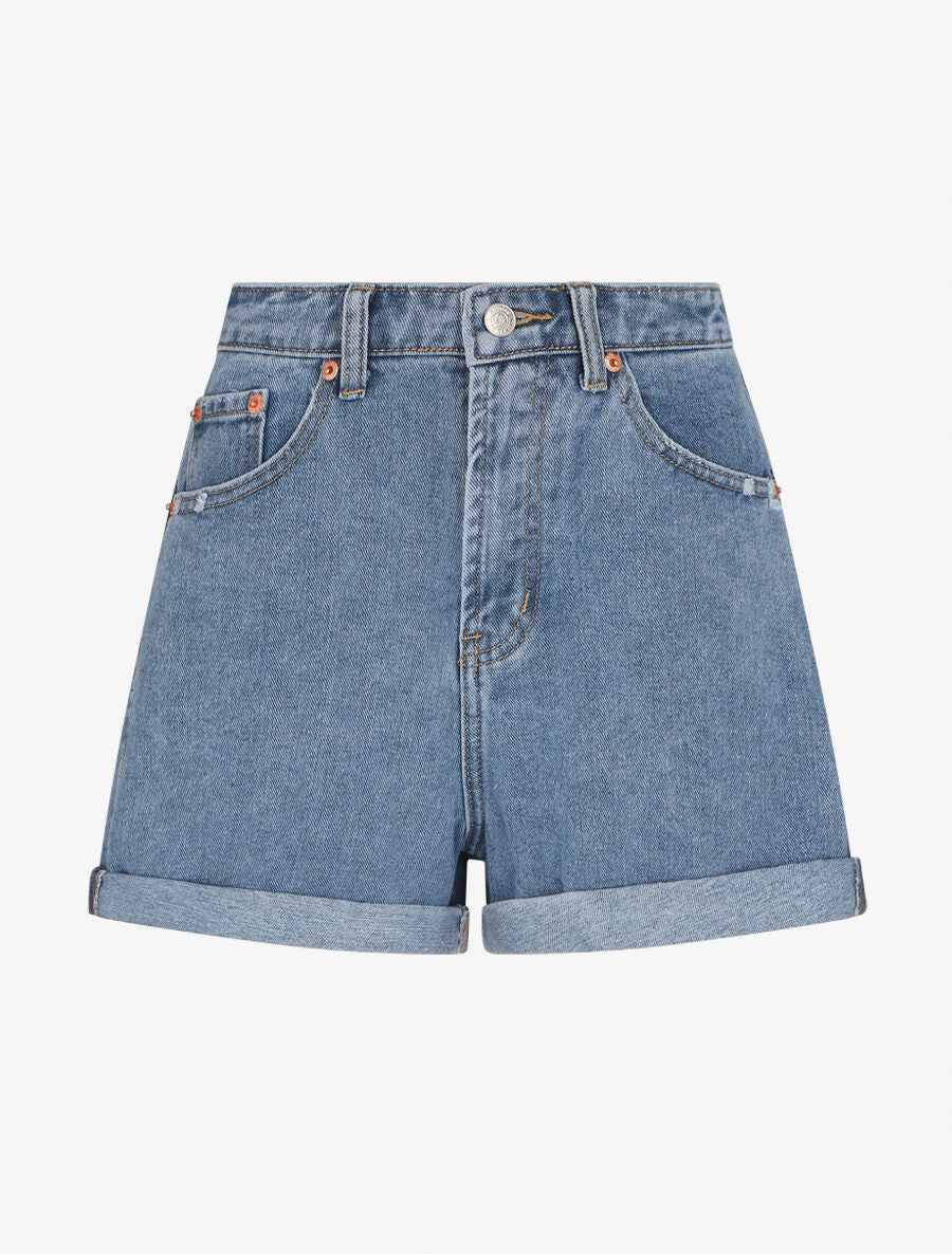 Short en jean à ourlets - Bleu clair - Image 2