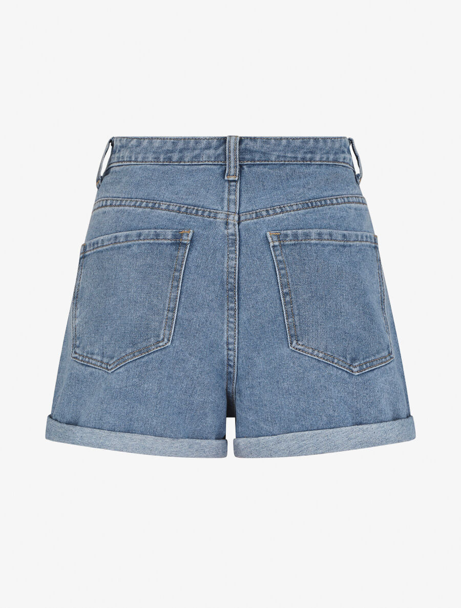 Short en jean à ourlets - Bleu clair - Image 3
