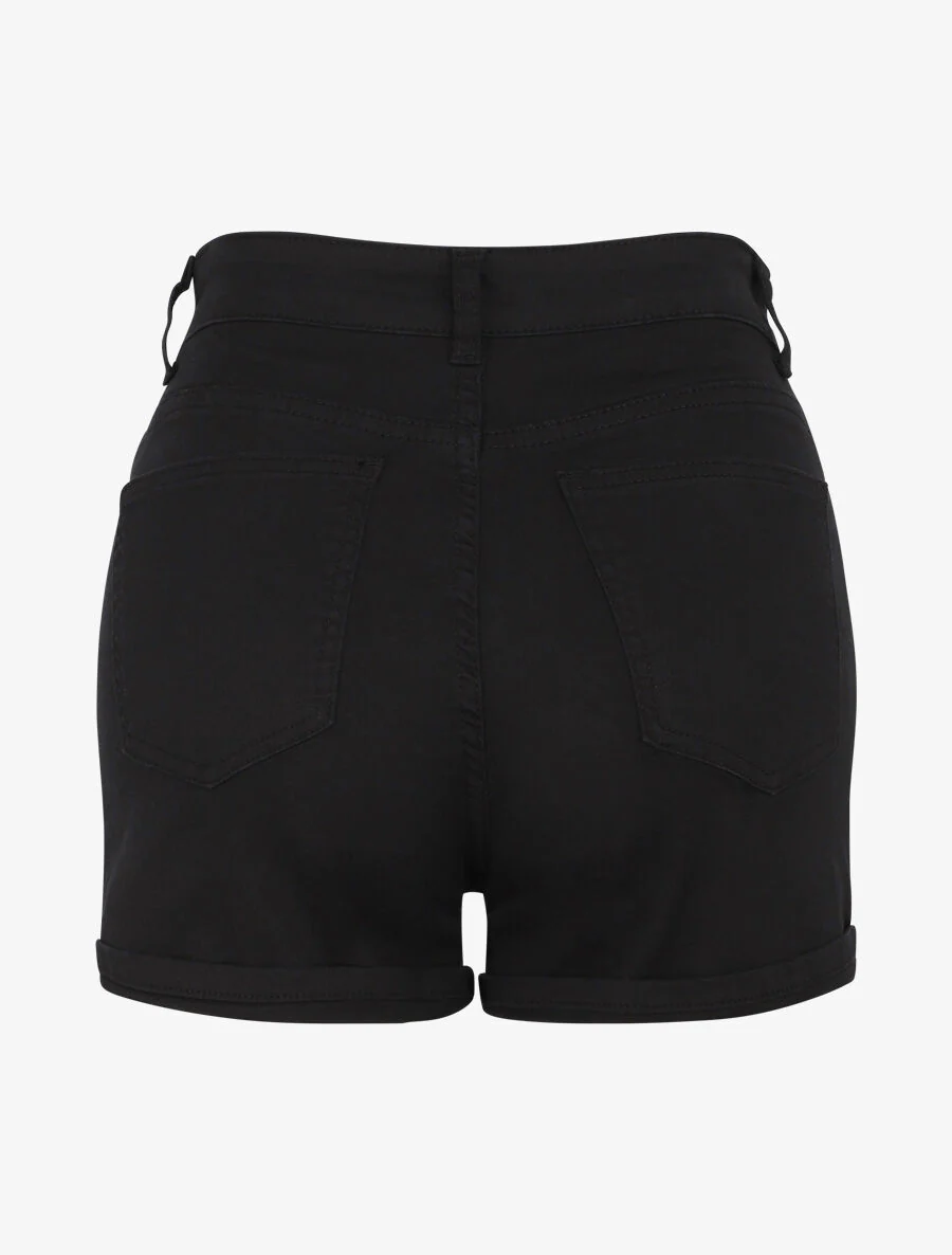 Short en jean à ourlets - Noir - Image 2