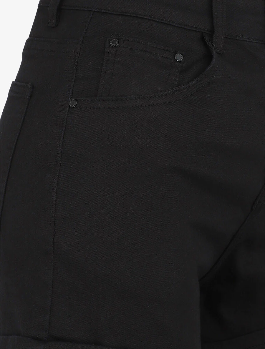 Short en jean à ourlets - Noir - Image 3