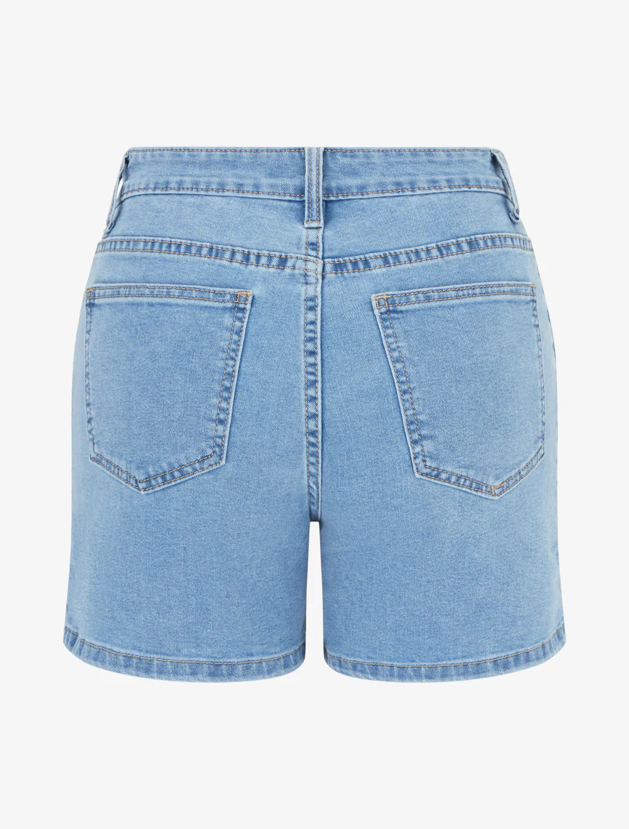 Short en jean bords fendus - Bleu - Image 2