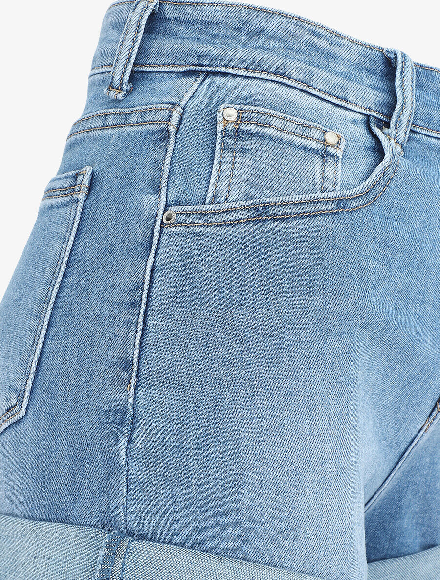 Short en jean coupe droite - Bleu - Image 3