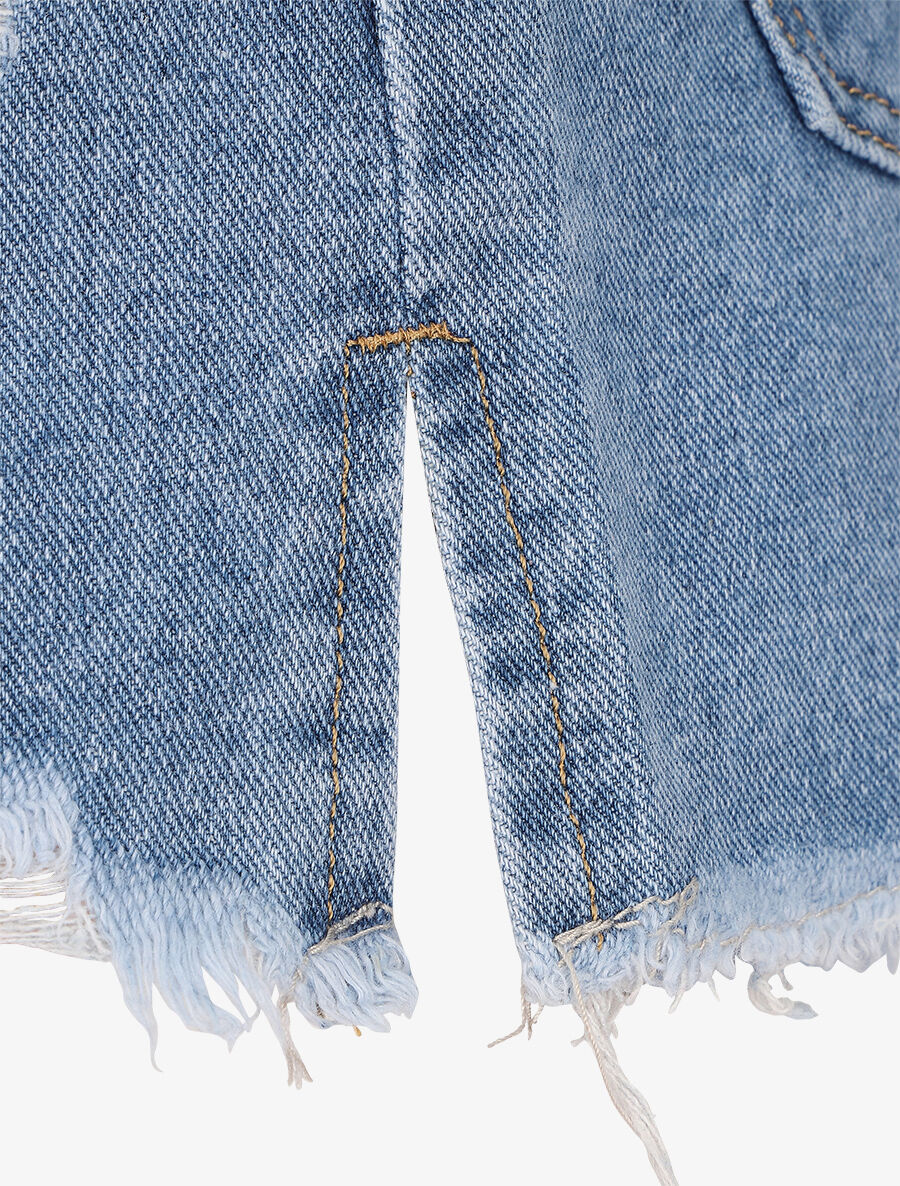 Short en jean déchiré - Bleu clair - Image 3
