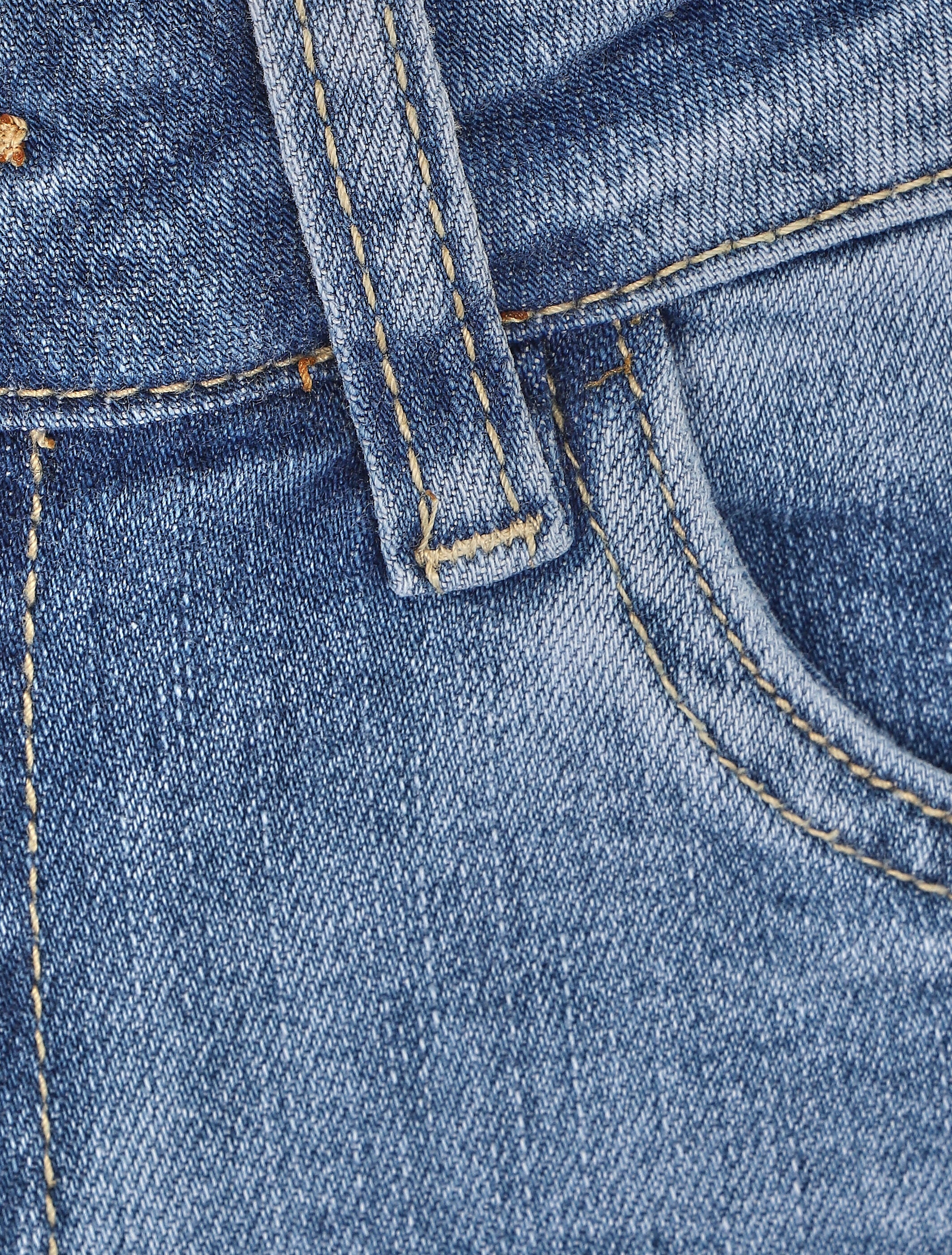Short en jean droit à ourlets - Bleu - Image 3