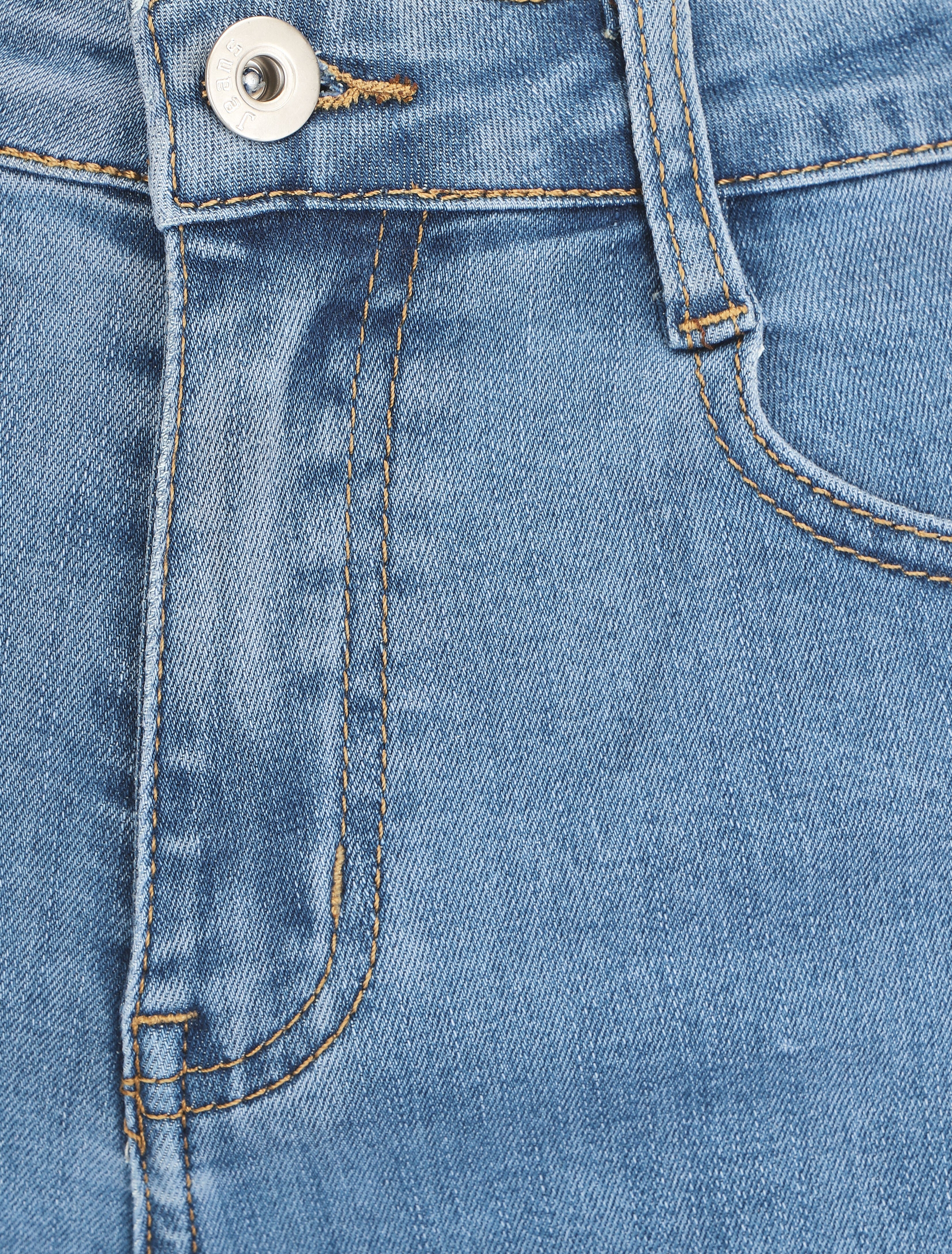 Short en jean droit taille haute - Bleu - Image 3