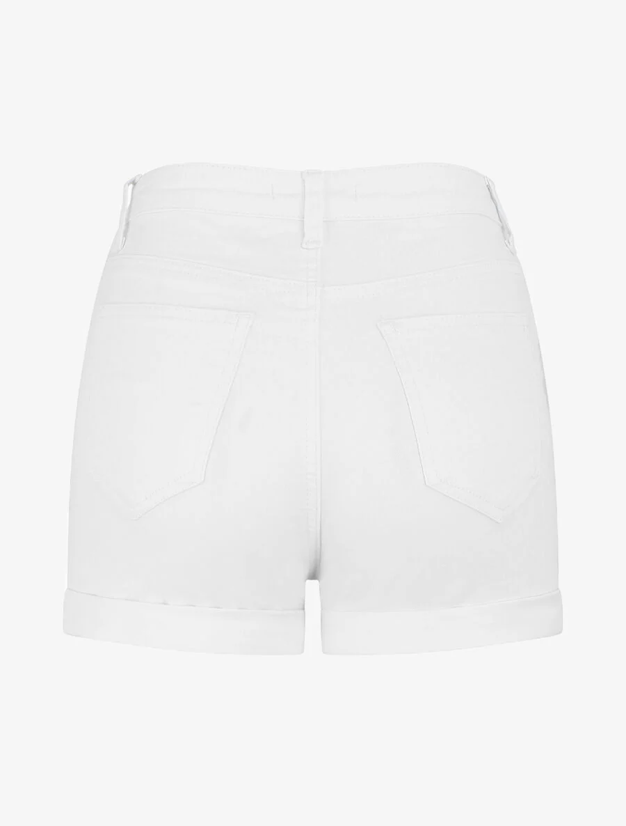 Short en jean taille haute - Blanc - Image 2